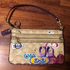 Coach Tan Wristlet with Purple Accents (rare)